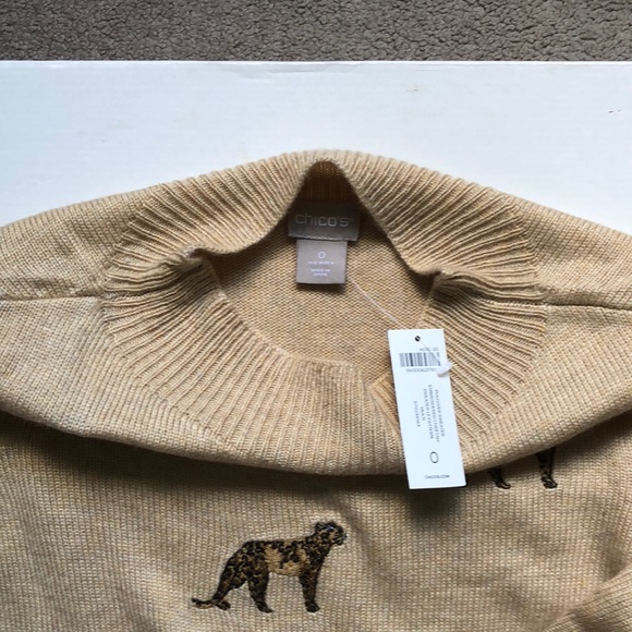 Chico’s Cheetahs on the prowl Sweater Small - Picture 4 of 14